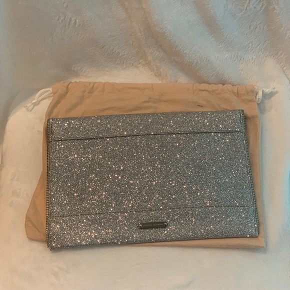 NWT Rebecca Minkoff Silver Glitter Leo Clutch w/ Dust Bag! - Picture 8 of 11